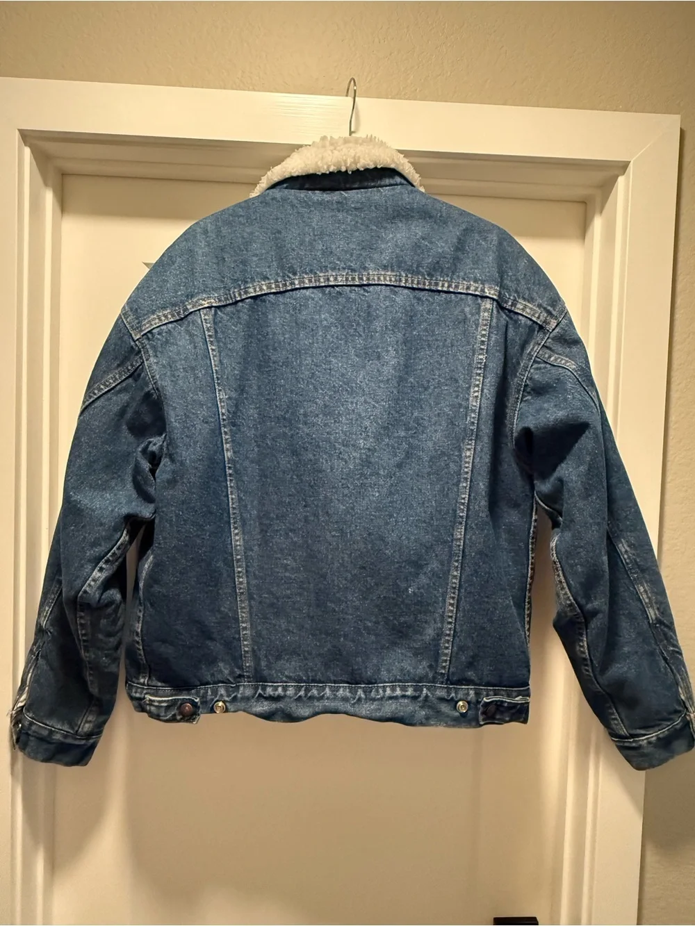 Levi's Blue Denim Jacket with White Sherpa Lining Mens Size Large